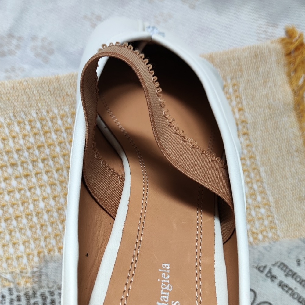 Maison Martin Margiela White Leather Mules with Brown Strap - Picture 5 of 11